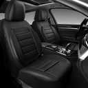 CAR PASS Leather Seat Covers Full Set Universal Water Resistant 3D Foam Back Support, Luxury Comfort Automotive 5 Seat Covers All Season Fit for SUV,Sedan,Van, Airbag Compatible Elegance(Pure Black)
