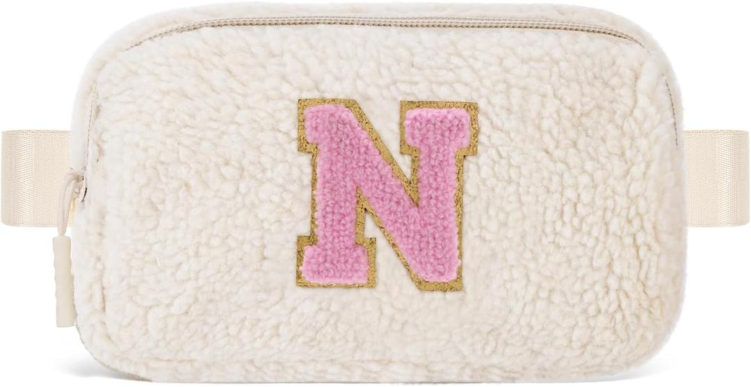 Uygafly Birthday Graduation Gifts for 5 6 7 8 9 10 11 12 13 14 15 16 Year Old Girl,Initials Fanny Pack Crossbody Bag for Girls Kids,Trendy Cute Purse Stuff - N,Cream