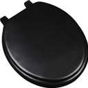 6Q1R1-90 Deluxe Vinyl Soft Toilet Seat, Round, Black