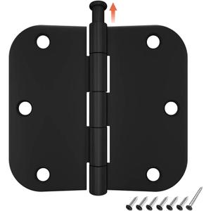 HOSOM 42 Pack Rounded Matte Black Door Hinges 3.5 Inch with 5/8" Radius Corner, Interior Door Hinges for Bedroom, Bathroom, Cabinet, and More