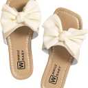 GORGLITTER Girl's Sandals Bow Knot Open Toe Summer Dressy Summer Shoes Flat Sandals Solid White 31/ 12.6