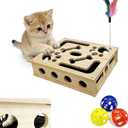 Cat Nail File Scratch Enrichment Box Enrichment Puzzle Toy for Indoor Cats Interactive Cat Scratch Puzzle Enrichment Box Toy with Sandpaper and Bell Ball, Nail File Stress for Cats