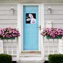 3 x Easter Wooden Door Sign Bunny Welcome Hanging Sign Rustic Farmhouse Wood Wreath Sign for Easter Spring Coffee Shop Window Home Decor