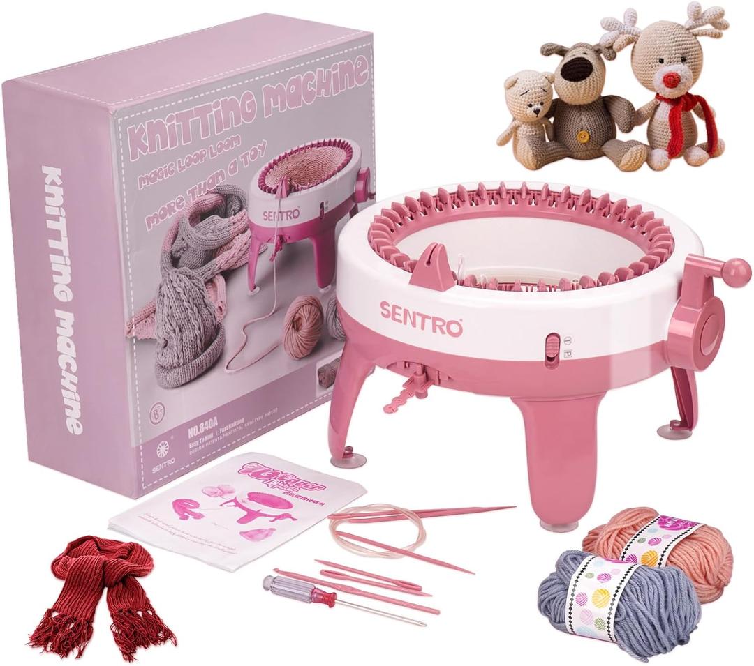 Cyllde Knitting Machine, 40 Needle Knitting Machine with Wool Yarn and Accessories, Suitable for Knitting Scarves, Dolls, Hats, Etc., Fashionable Small Items, Gifts for Friends and Family (Q40)