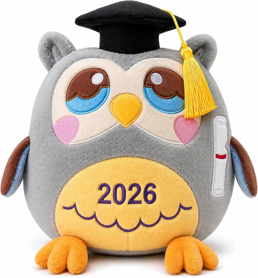 Graduation Stuffed Animal 2026,11.8" Graduation Owl Plush Stuffed,Kindergarten Graduation Gifts for Kids Boys Girls,Class of 2026 Kindergarten Preschool,with Black Cap