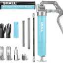 SHALL Mini Grease Gun Kit (3.52OZ, 3000PSI) with Accessories: 2x 4-Jaw Couplers, Sharp Nozzle, Extension Adapter, 3OZ Grease, Reinforced Glove & Cleaner