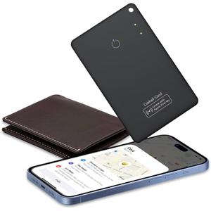CASCHO Wallet Tracker Card [Apple MFi Certified] Air Tracker Tag, 0.06in Rechargeable Smartcard Work with Apple Find My, Keys Finder and Item Locator for Passport, Bags, Laptop, Black 1 Pack, iOS only