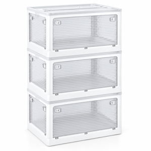 101QT Plastic Stackable Storagebins with Wheels and Lids, 4 pack