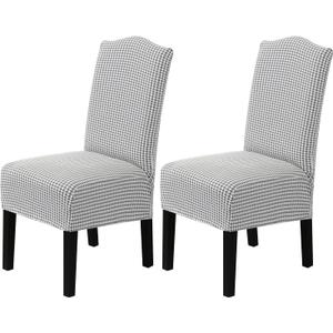 H.VERSAILTEX Houndstooth Dining Chair Covers Set of 2, Stretch Slipcovers for Dining Room Chairs, Grey and White Pattern, Extra Thick Soft Washable and Durable Pet Friendly