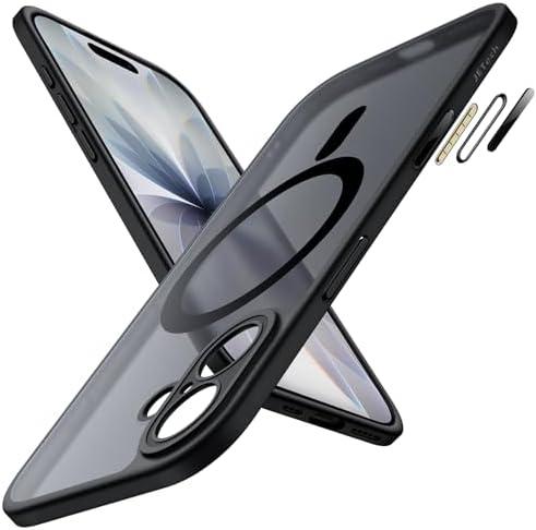 JETech Magnetic Case for iPhone 17 6.3-Inch Compatible with MagSafe, Shockproof Slim Phone Cover with Built-in Camera Control Button, Matte Translucent Back (Black)