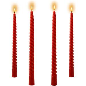 4 Pack 10 Inch Gradient Color Spiral Taper Candles for Wedding,Birthday,Christmas and Spring Home Decoration, Kitchen Twisted Candlesticks for Dinner Halloween,Thanksgiving (4, Red, 10 in)