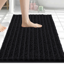 2pcs Arotive Luxury Bathroom Rugs 24x16, Extra Soft Thick Absorbent Shaggy Chenille Bath Rugs, Non-Slip Machine Wash Dry, Bath Mats for Bathroom Floor, Tub and Shower, Home Decor Accessories, Black