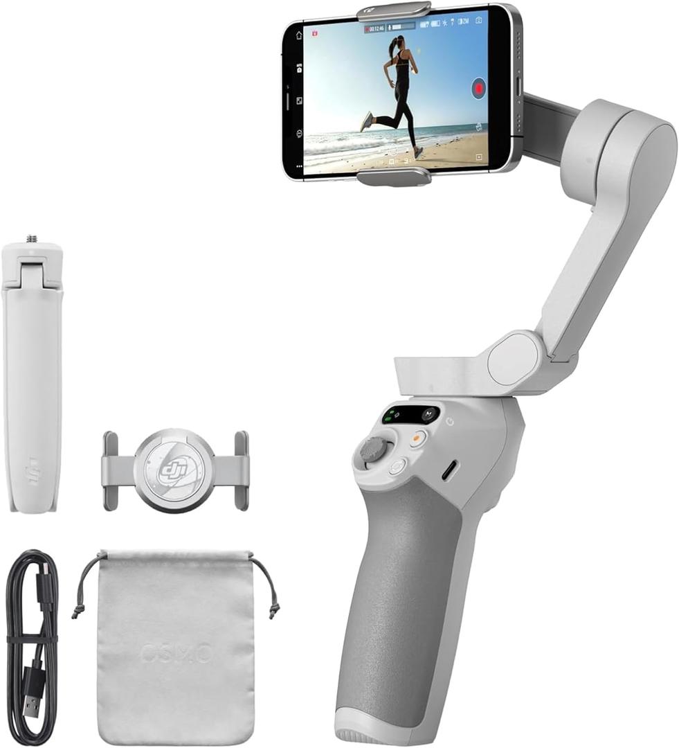 DJI Osmo Mobile SE, 3-Axis Phone Gimbal for iPhone, Android, Built-in Tripod, Selfie Stick, Gimbal Stabilizer for iPhone, Android, ActiveTrack 6.0, Vlogging Stabilizer for YouTube, TikTok