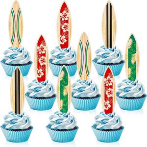 48 Pieces Surfboard Cupcake Toppers Surfboard Beach Cake Decorations Surfboard Mini Accents for Swimming Pool Summer Beach Party Luau Birthday Baby Shower Party Supplies