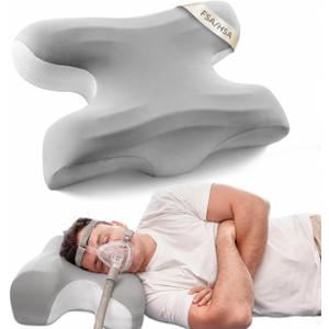 CPAP Pillow for Larger-Framed Men, Memory Foam Sleep Apnea Pillow to Reduce Air Leaks, Facial Pressure & Neck Pain, Height Adjustable CPAP Pillows for Side and Back Sleepers