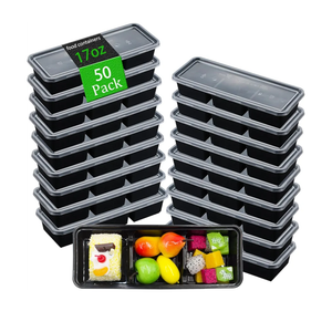50 Pack 17 Oz Meal Prep Containers with 3 Compartments with lids,Disposable Plastic Bento Boxes Stackable Food Containers Snack,Dessert,Travel Lunch Boxes for Office,Picnic,Microwave Safe (50)
