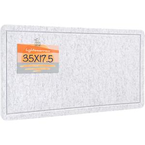 Bulletin Board, 35 x 17 1/2 inches Felt Board - Decorative Pin Board, Cork Board Alternative for Wall, Foldable Picture Board Self-Adhesive Vision Board Prayer Board with 20 Pushpins - Marble White