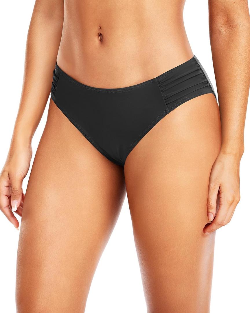 Tempt Me Women Strappy Bikini Bottom Full Coverage Bathing Suit Bottoms Swimsuit Bottom (X-Small, Black-4)