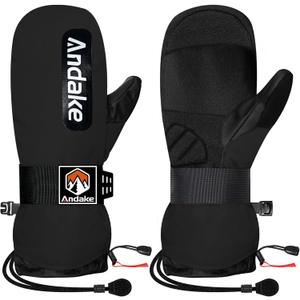 Andake Winter Ski Mittens for Men Women&Teenager,Waterproof & Insulated Snow Gloves, Warm Cold Weather Mittens,Professional Snowboard Mittens for Skiing, Snowboarding,Winter Sports (Large, Black)
