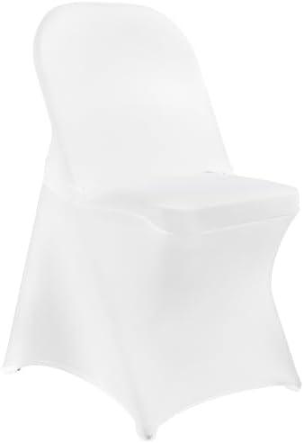 Stretch Spandex Chair Covers - White 100 PCS, Folding Kitchen Chairs Cover, Universal Washable Slipcovers Protector, Removable Chair Seat Covers, for Wedding Party Dining Room Banquet Event
