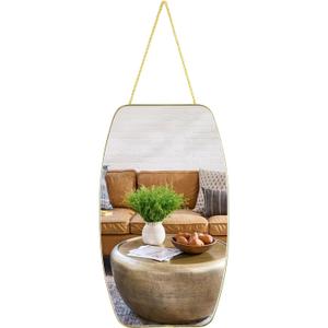 Irregular Rectangular Wall Mirror, 15.6x9.2-inch Gold Wall-Mounted Mirror, Modern Decorative Wall Mirror, Suitable for Bathrooms, Hallways, Entryways, and More (Gold)