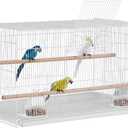 VEVOR 30-inch Flight Bird Cage, Stackable Bird Cage for Small Parrots Canaries Cockatiels Lovebirds Finches Budgies Conures Macaws Pet Travel Birdcage with Handle and Perches (white)