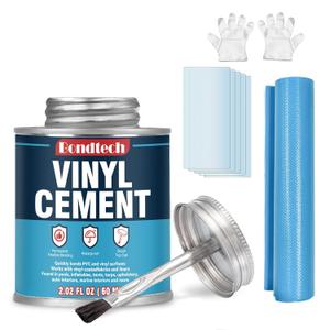 Vinyl Cement, Vinyl Glue High Strength, Waterproof PVC Cement, Pool Liner Patch Kit, Flexible Bond for Inflatables, PVC, Vinyl, Pool Liners, Tarps, Hot Tubs, Air Mattresses (2.02 oz)