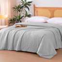 Amazon Basics Cooling Comforter, Soft Lightweight Waffle Weave Blanket for Hot Sleepers, Summer & All Season Bedding to Keep Cool for Night Sweats, 90"x90", Queen, Gray