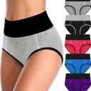 MISSWHO Cotton High Waisted Womens Underwear Soft Stretch Breathable Full Coverage Ladies Panties(Regular & Plus Size) (XXL)