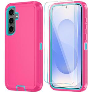 ONOLA Phone Case for Samsung Galaxy S25 FE Case with HD Screen Protector, Heavy Duty Shockproof & Dropproof 3-Layer Cover Phone Case for Galaxy S25 FE 6.7'', Pink