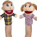 Hand Puppet Family Puppet, 2pcs Cute Puppet Plush Toys Teaching Show, Soft Puppet for Kids Family Members Role Playing Birthday (R-2pack Boygirl)