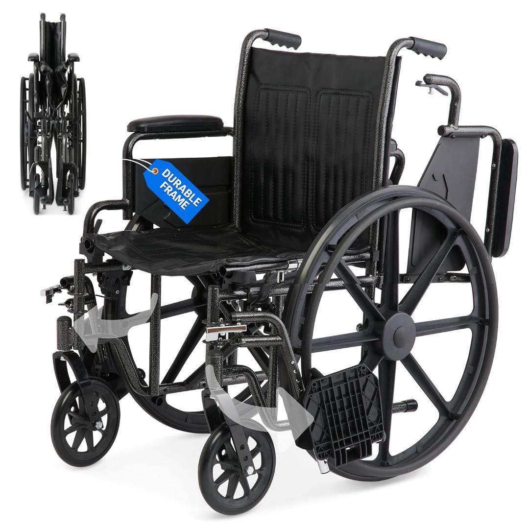 Medline Lightweight Wheelchair for Adults With Swing-Back Desk-Length Arms, Swing Away Leg Rests, 300 lb Capacity, 18" Seat