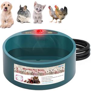 Heated Pet Bowl Thermostatic Heating Dog Water Bowl Outdoor, 2.2L Dog Thermal-Bowl Heating Livestock Dish for Dogs, Cats, Rabbits, Chickens, Ducks with 66 Inch Chew Resistant Cord
