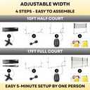 Complete Badminton Sets (10FT/17FT) Adjustable Width, Adjustable Height (2.8/5.1/7.4FT), Badminton Pickleball Volleyball Set with Net, 4Racket+4Paddels+Volleyball for Outdoor Family Game.