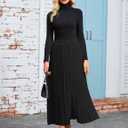 MAKABO Women's Maxi Pleated Skirt with Pockets, High Waisted A Line Long Skirts Button Down Business Casual Outfits