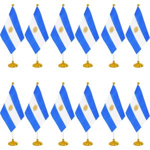 WXTWK 12 Pack Argentina Flag Argentine Desk Flag Small Mini Argentine Table Flags With Stand Base,Home Office Festival Events Celebration Decorations