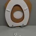 Mayfair Bennett Toilet Seat with Chrome Hinges, Slow Close Wood Seat, Secure Metal Hinges, Easy Install, Made in USA, Elongated, White