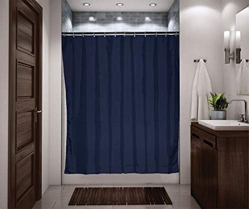 SEVNLUX Shower Curtains Printed, Polyester, 72Wx72L inches, Waterproof (12 Curtains Rings Included) (Uni Navy) 2 Panels