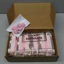 LemonRoad 12 Pcs Mini Empty Suitcase Gift Box and Plush Ball Keychain Clear Candy Luggage Storage Containers Suitcase Packaging Case for Wedding Birthday Bridal Party (Pink)