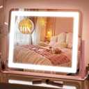 FENNIO Vanity Mirror with Lights 22''x17'' Makeup Mirror,Vanity Mirror Touch Screen with 3-Color Lighting, Dimmable, for Vanity Desk TabletopPink