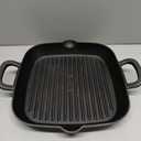 GreenPan x Bobby Flay Cast Iron 11 Square Grill Pan, Pre-Seasoned Professional Grade Heavy Duty Skillet, Helper Handles, Induction Suitable, Stovetop, Oven, BBQ & Fire, Indoor & Outdoor Use, Black