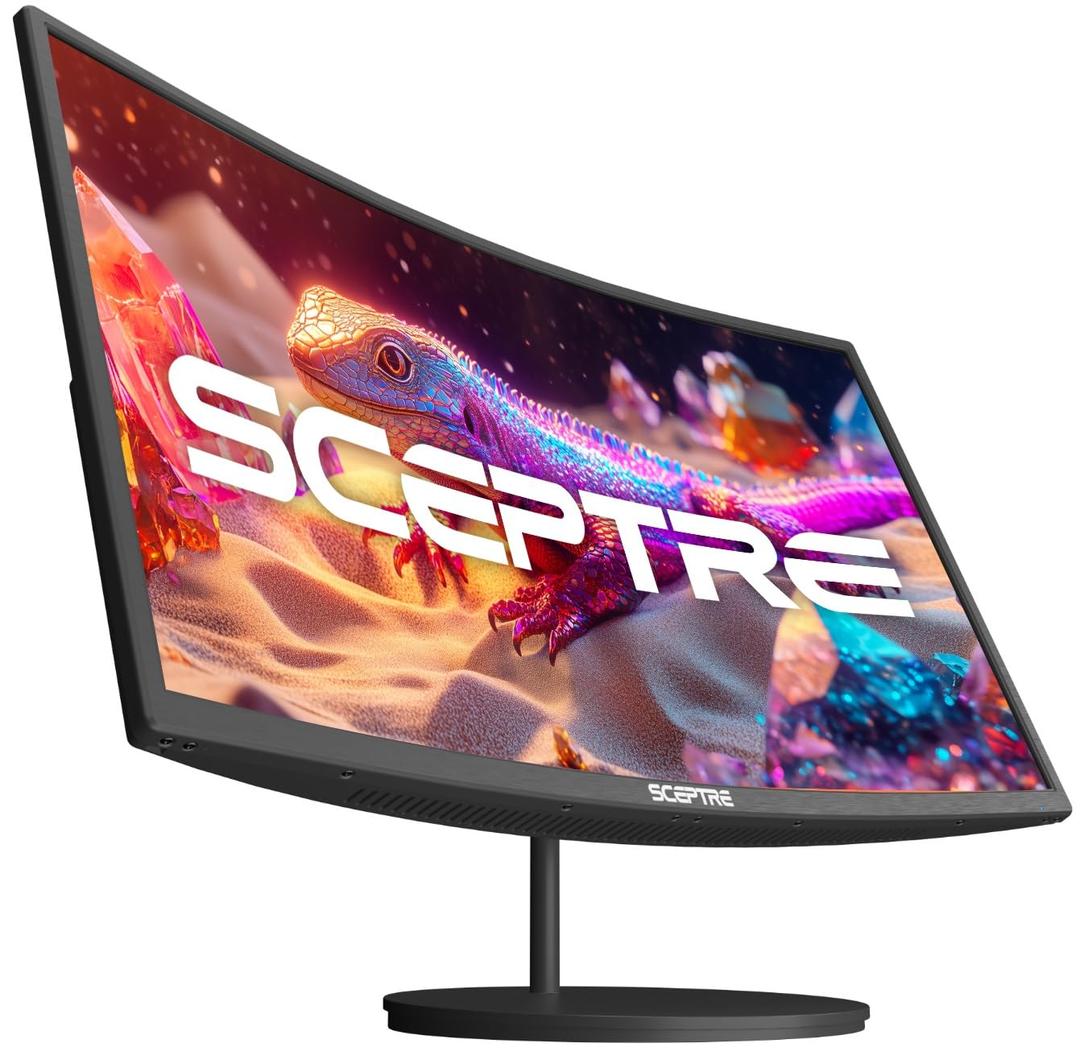Sceptre Curved 27-inch Prime Monitor up to 100Hz 1080p, HDMI x2, VGA, 99% sRGB, Built-in Speakers, R1500, Machine Black 2025 (C275W-1920RN Series)