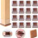 Ezprotekt 24 Pcs Clear Square Chair Leg Floor Protectors with Felt, Silicone Felt Furniture Pads for Hardwood Floor, Dining Table Leg Caps Covers No Scratches and Noise (L Fit: 1" - 1.4")