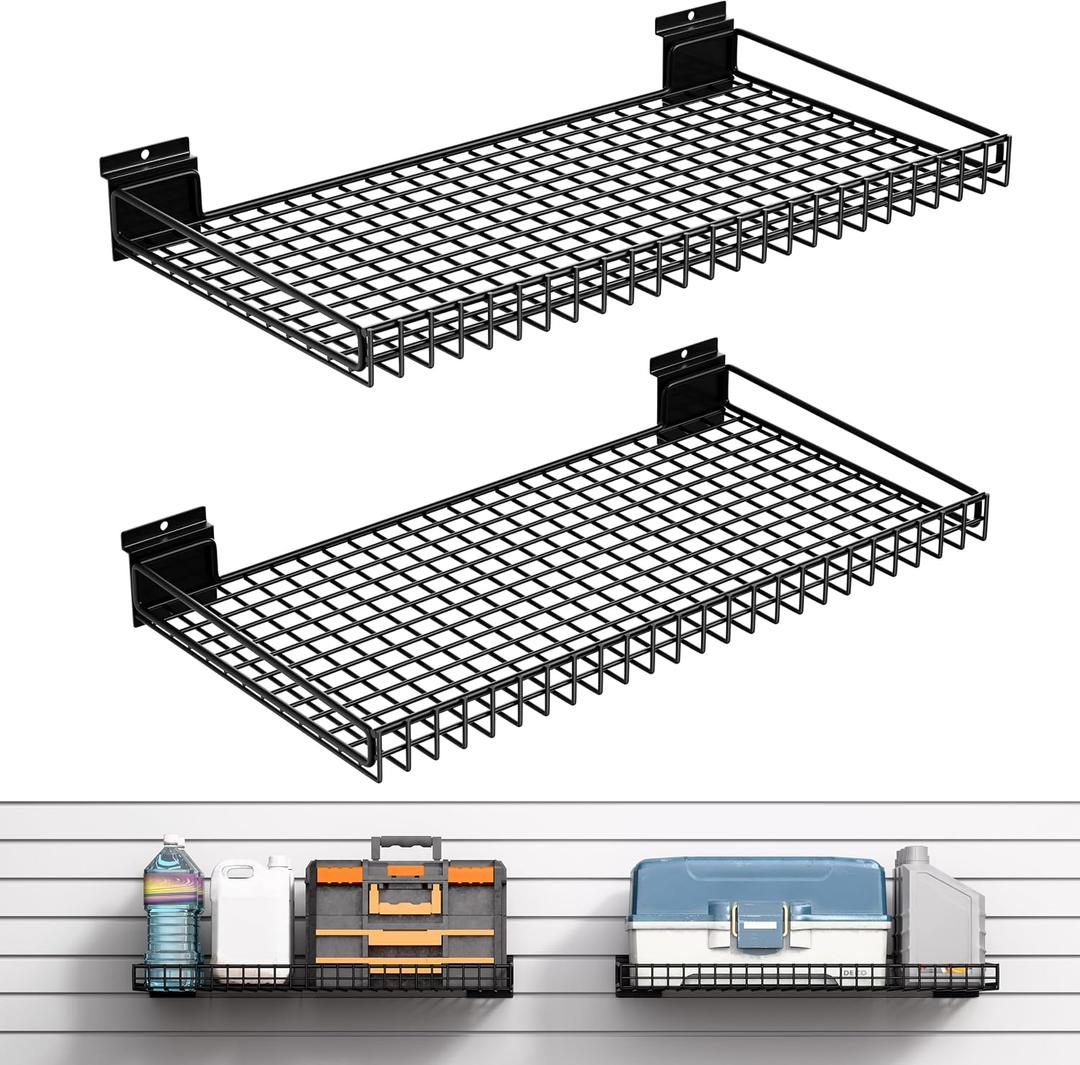 Slatwall Shelves 2 Pack 24X12 Inch, Slatwall Accessories, Black