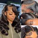 JTMMP 14 Inch 13x6 Lace Front Human Hair Wig - 200% Density Body Wave, Pre Plucked, HD Transparent, Glueless With Baby Hair for Women