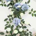 Two-Tone Rose Vine 2pcs 74.8in Dual-Color Artificial Rose Vines, Bendable Artificial Wreaths, Hanging Flower Vines for Wall Decoration, Railings, Door Fraden, PartyWedding Decorations (Blue)