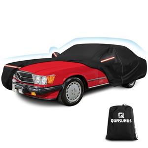 QUNSUNUS Waterproof Car Cover for Mercedes Benz SL-Class 380SL 420SL 450SL 500SL 560SL 2 Door 1971-2002, All Weather Outdoor Car Covers with Zipper, Straps and Elastic Edge