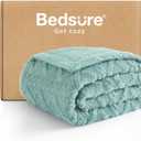 Bedsure Gentlesoft Sherpa Fleece Blanket Twin Size for Bed - Fluffy & Cozy Cable Jacquard Tufted for Women Gift, Thick and Warm Christmas Blanket for Winter, Sage Green, 60x80 Inches