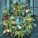 12Pcs Olive Green Velvet Christmas Tree Bows Ornaments Vintage Velvet Ribbon Bows for Tree Garland Wreath Indoor Outdoor Christmas Decor Xmas Decorations 1'' Wide, 5 * 7 inch