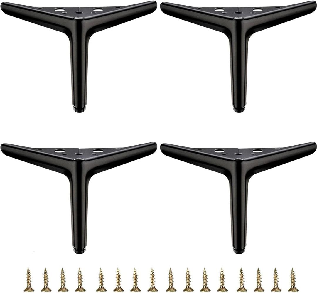 4.7 inch/12cm Matte Black Metal Furniture Legs Set of 4, DIY Replacement for Short Cabinet Legs, Sofa Legs, Small Dresser Legs